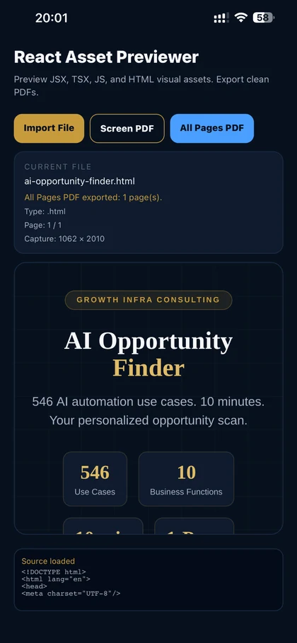 HTML asset preview in React Asset Previewer